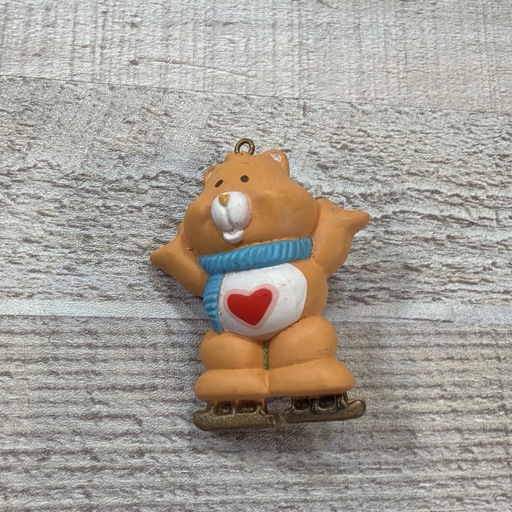 Vintage Care Bears Tenderheart Bear Ice Skating Christmas Ornament Hong Kong AGC